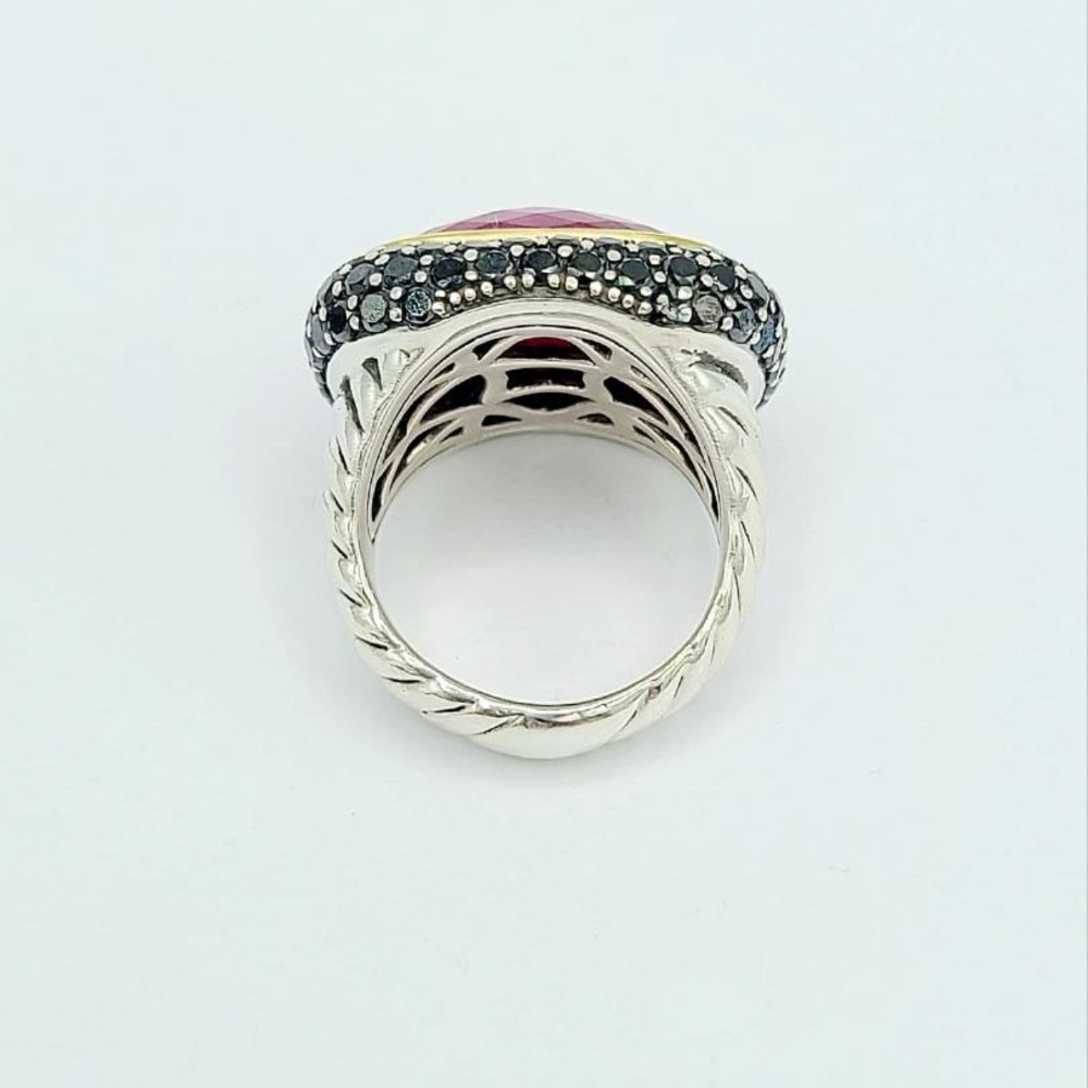 David Yurman Waverly Ring With Ruby Black Diamonds And Gold - Picture 8 of 16